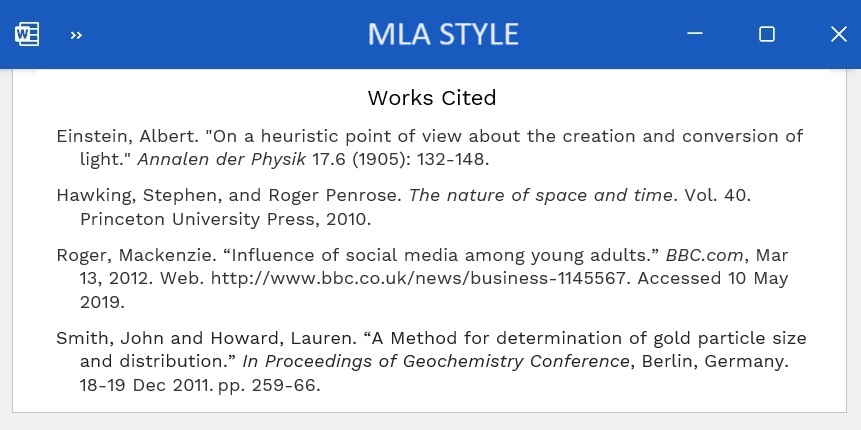MLA referencing style Bibliography